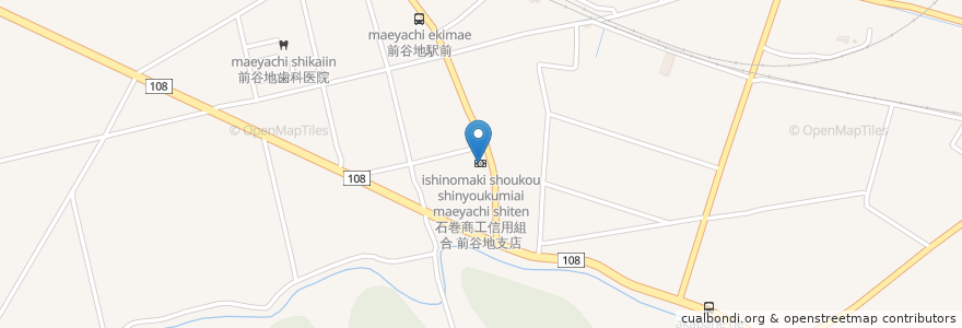 Mapa de ubicacion de 石巻商工信用組合 前谷地支店 en 일본, 미야기현, 石巻市.