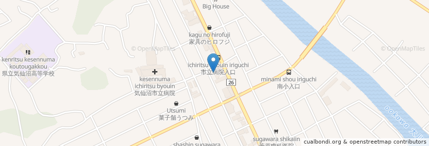 Mapa de ubicacion de パブ ルーズ en 日本, 宮城県, 気仙沼市.