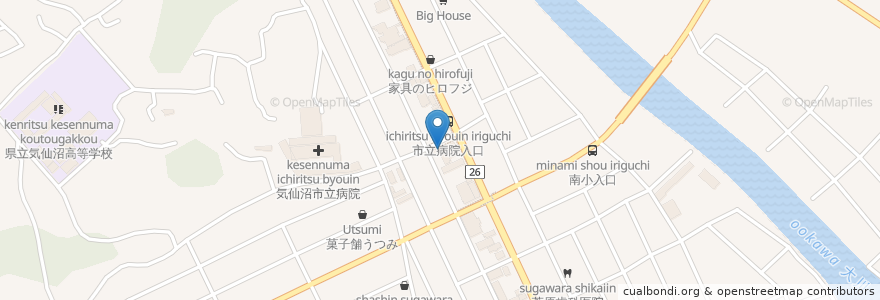 Mapa de ubicacion de Coffee & Lightmeal エスポアール en Japón, Prefectura De Miyagi, 気仙沼市.