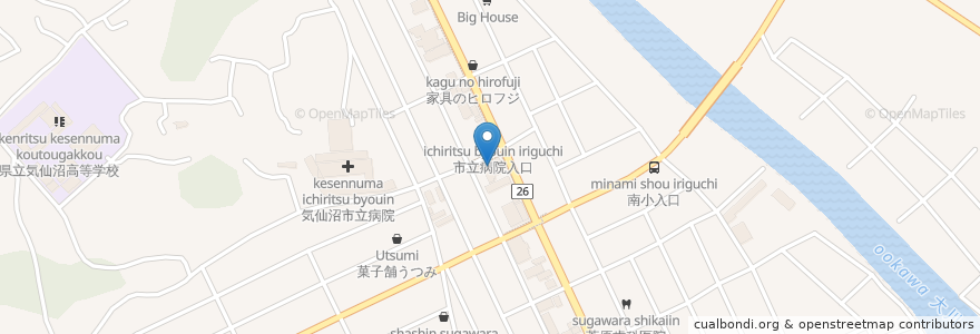 Mapa de ubicacion de SNACK ゆう en Japan, Präfektur Miyagi, 気仙沼市.