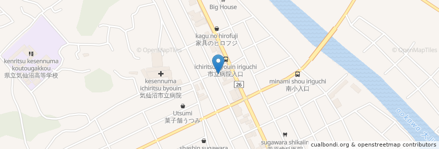 Mapa de ubicacion de らいむらいと en 日本, 宫城县, 気仙沼市.