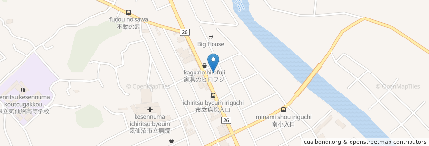 Mapa de ubicacion de 佐々木小児科 en Japón, Prefectura De Miyagi, 気仙沼市.