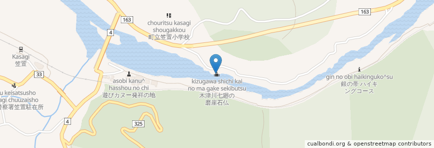 Mapa de ubicacion de 木津川七廻の磨崖石仏 en 일본, 교토부, 相楽郡, 笠置町.