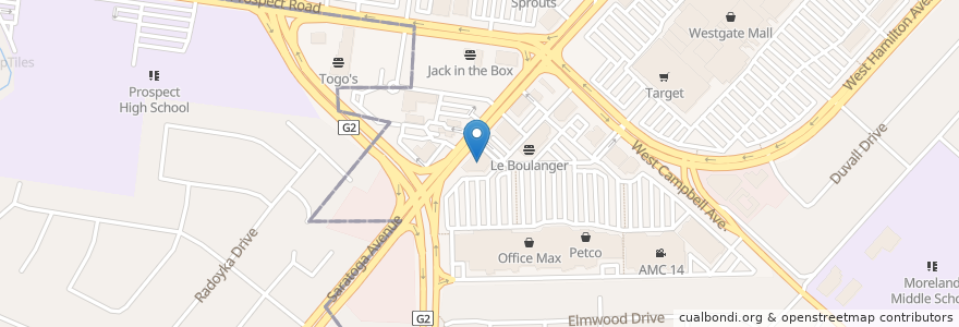 Mapa de ubicacion de US Bank en ایالات متحده آمریکا, کالیفرنیا, Santa Clara County, San Jose.