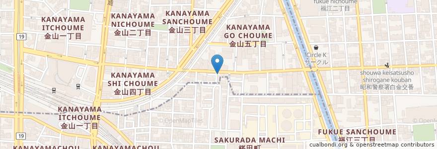 Mapa de ubicacion de タイムズ en 日本, 愛知県, 名古屋市, 中区.