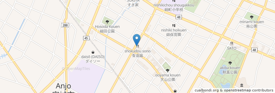 Mapa de ubicacion de 食道園 en 日本, 愛知県, 安城市.