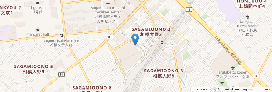 Mapa de ubicacion de てんや en 日本, 神奈川県, 相模原市, 南区.