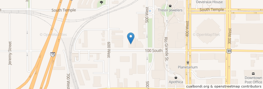 Mapa de ubicacion de The Complex en 미국, 유타 주, Salt Lake County, Salt Lake City.