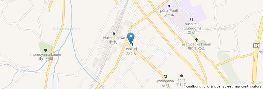 Mapa de ubicacion de わくり en 日本, 岐阜県, 中津川市.