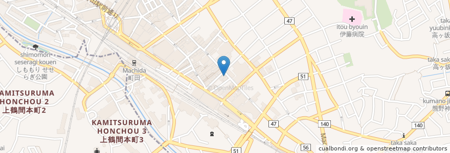 Mapa de ubicacion de Cuomo en 일본, 도쿄도, 町田市.
