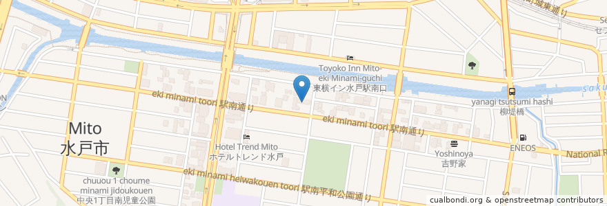 Mapa de ubicacion de デニーズ en Japão, 茨城県, 水戸市.