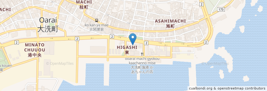Mapa de ubicacion de 海鮮どんぶり亭 en Jepun, 茨城県, 東茨城郡, 大洗町.
