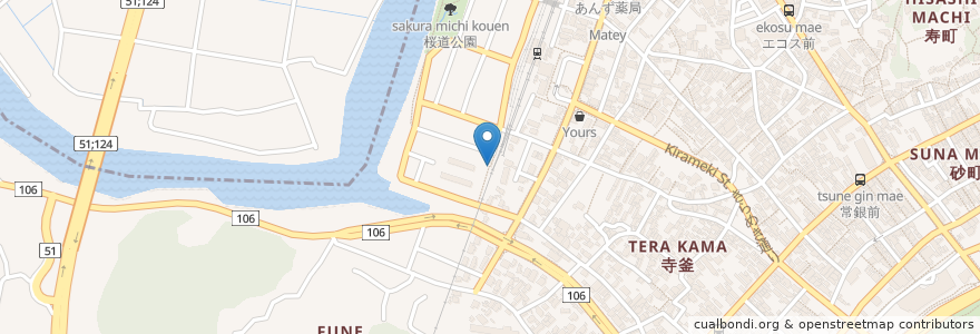Mapa de ubicacion de 水神宮稲荷大明神 en Japan, Präfektur Ibaraki, 東茨城郡, 大洗町.