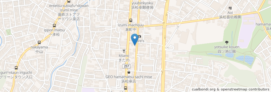 Mapa de ubicacion de お好み焼き めぞん en Япония, Сидзуока, 浜松市, 中区.