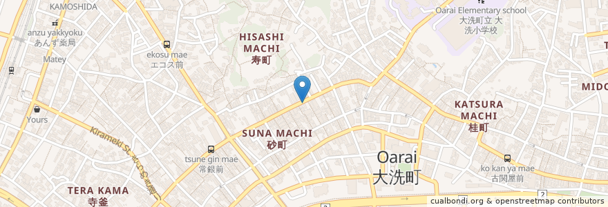 Mapa de ubicacion de 朝日堂 en 日本, 茨城県, 東茨城郡, 大洗町.