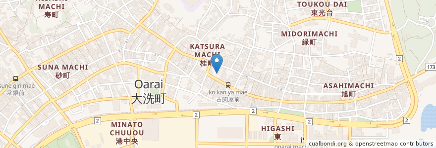 Mapa de ubicacion de 松栄鮨 en 日本, 茨城県, 東茨城郡, 大洗町.