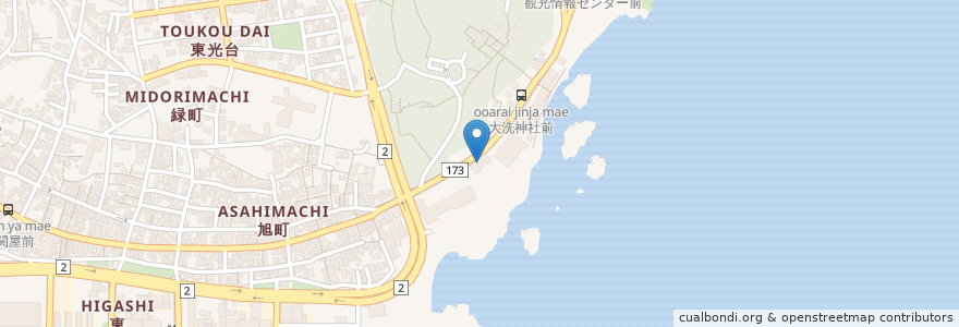 Mapa de ubicacion de お食事　昭来軒 en Japão, 茨城県, 東茨城郡, 大洗町.
