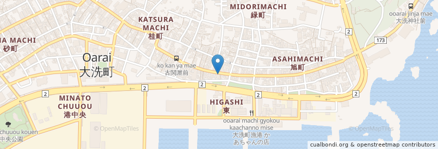 Mapa de ubicacion de カラオケ酒場　来来 en 日本, 茨城県, 東茨城郡, 大洗町.