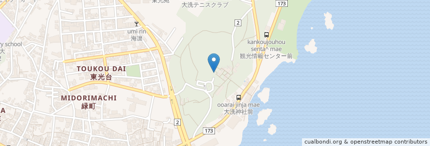 Mapa de ubicacion de 八幡宮 en 日本, 茨城県, 東茨城郡, 大洗町.