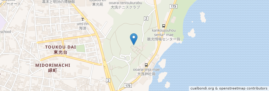 Mapa de ubicacion de 水天宮 en 일본, 이바라키현, 東茨城郡, 大洗町.