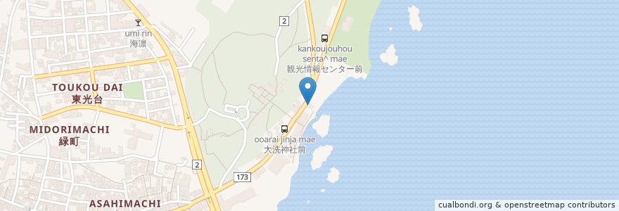 Mapa de ubicacion de 海鮮料理　山水 en Japan, Präfektur Ibaraki, 東茨城郡, 大洗町.