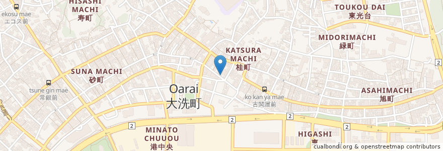 Mapa de ubicacion de カワマタ en 日本, 茨城県, 東茨城郡, 大洗町.