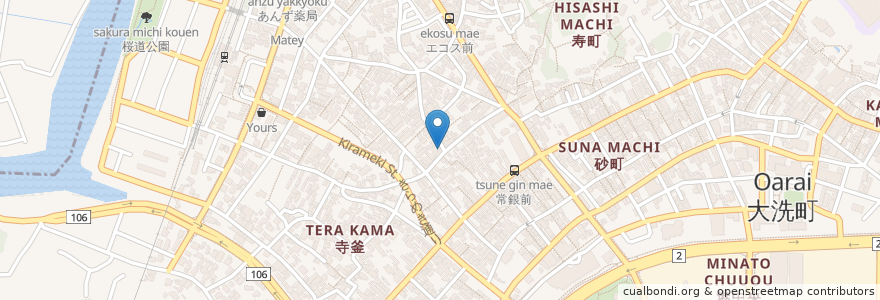 Mapa de ubicacion de 髭釜会館 en 日本, 茨城県, 東茨城郡, 大洗町.