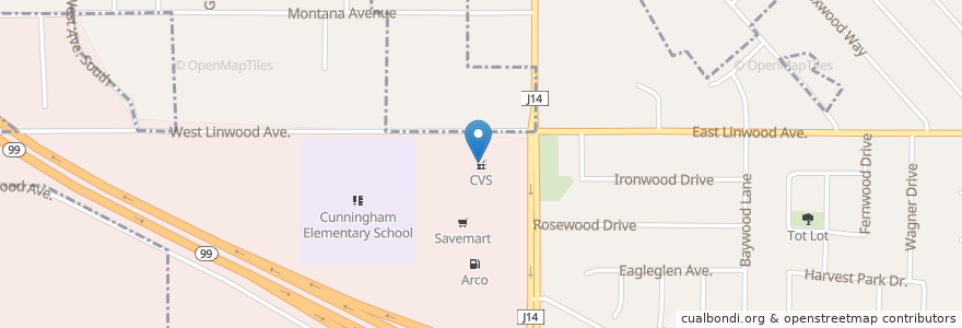 Mapa de ubicacion de CVS Pharmacy en United States, California, Stanislaus County, Turlock.