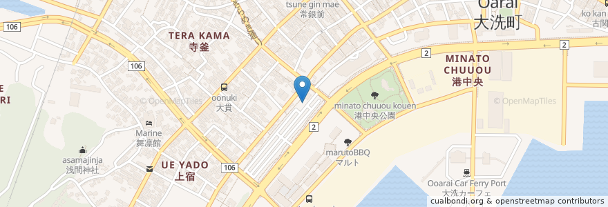 Mapa de ubicacion de ラーメン食堂　藤乃屋 en Japonya, 茨城県, 東茨城郡, 大洗町.