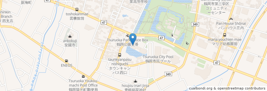 Mapa de ubicacion de からだ館 en Japan, 山形県, 鶴岡市.