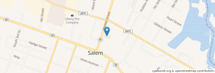 Mapa de ubicacion de Salem County Courthouse en アメリカ合衆国, ニュージャージー州, Salem County, Salem.
