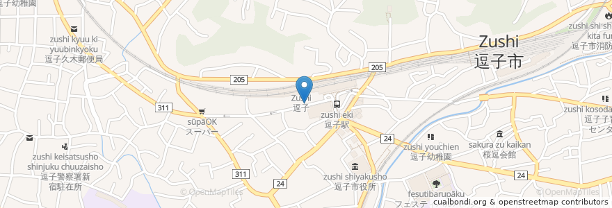 Mapa de ubicacion de レストラン昇龍亭 en 日本, 神奈川県, 逗子市.