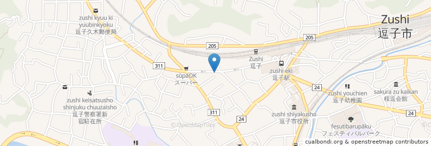 Mapa de ubicacion de レストラン　玄磨 en Japão, 神奈川県, 逗子市.