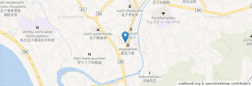 Mapa de ubicacion de 食彩堂 en Japan, Präfektur Kanagawa, 逗子市.