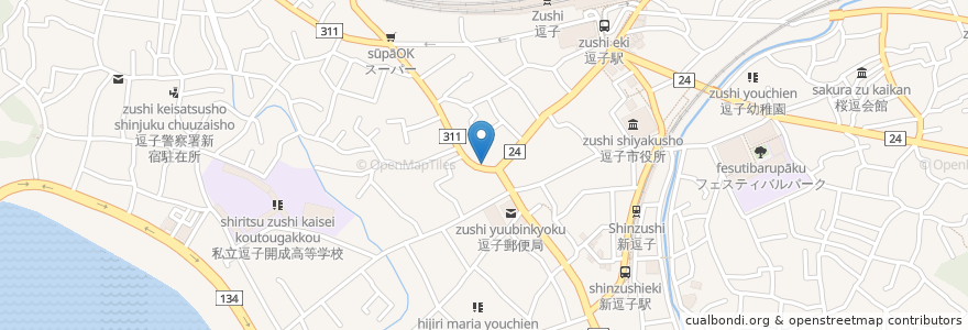 Mapa de ubicacion de レストラン鮨鉄2F en 일본, 가나가와현, 逗子市.
