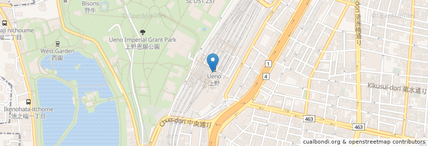 Mapa de ubicacion de 大江戸そば en 日本, 東京都, 台東区.