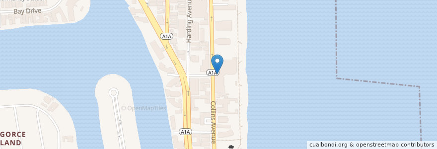 Mapa de ubicacion de Beachside Cafe en アメリカ合衆国, フロリダ州, マイアミ・デイド郡, マイアミビーチ.
