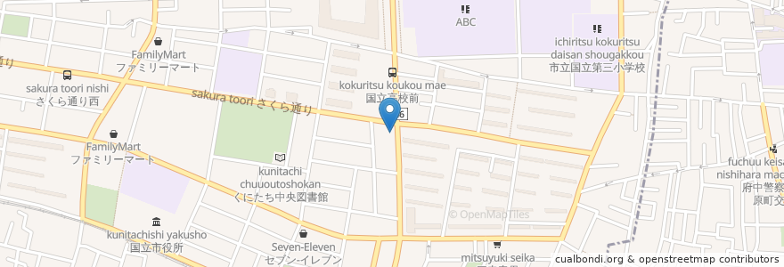 Mapa de ubicacion de 三菱東京UFJ銀行 en 日本, 東京都, 国立市.