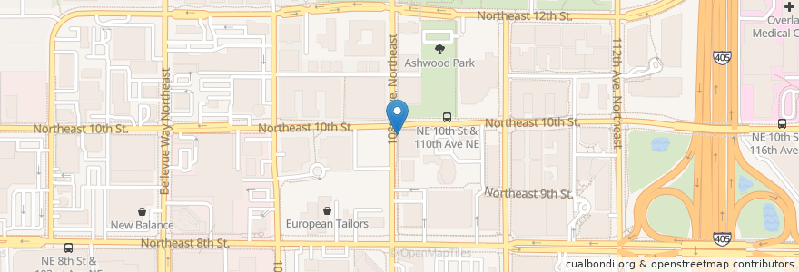 Mapa de ubicacion de Bellevue Dental & Implant Center en アメリカ合衆国, ワシントン州, King County, Bellevue.