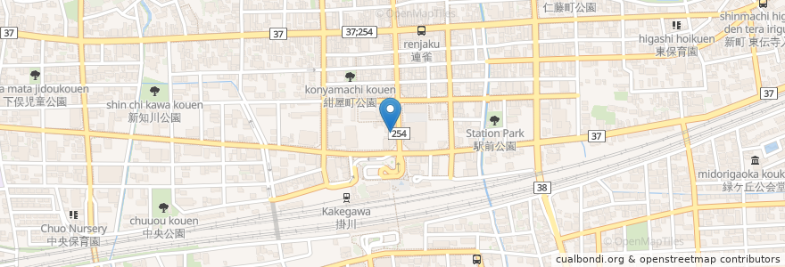 Mapa de ubicacion de 自動販売機 en 日本, 静岡県, 掛川市.