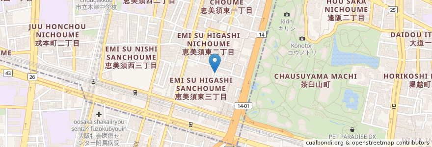 Mapa de ubicacion de Janjan alley en Japan, Osaka Prefecture, Osaka, Naniwa Ward.