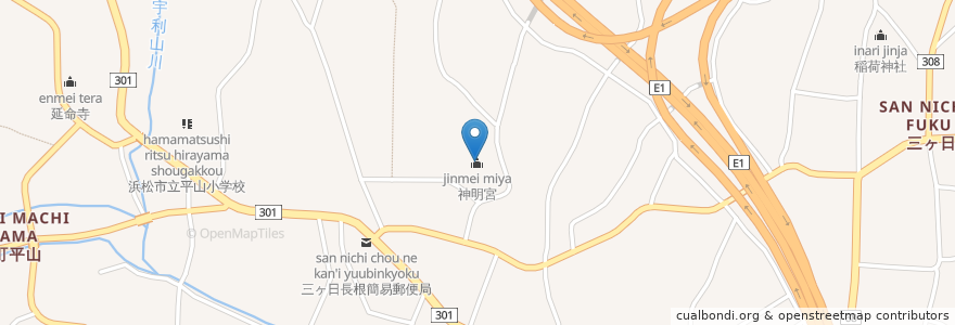 Mapa de ubicacion de 神明宮 en Giappone, Prefettura Di Shizuoka, Hamamatsu, 北区.