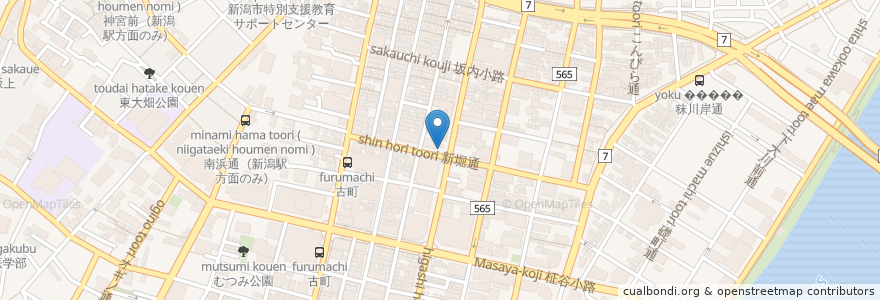Mapa de ubicacion de 新堀寿し en Japonya, 新潟県, 新潟市, 中央区.