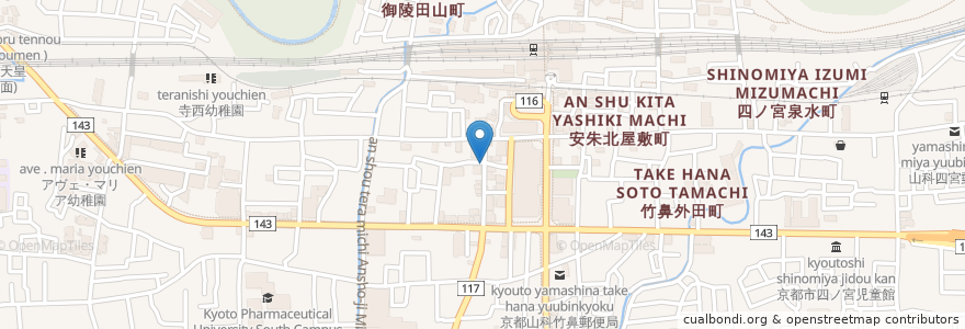 Mapa de ubicacion de コクバル en Japon, Préfecture De Kyoto, 京都市, 山科区.