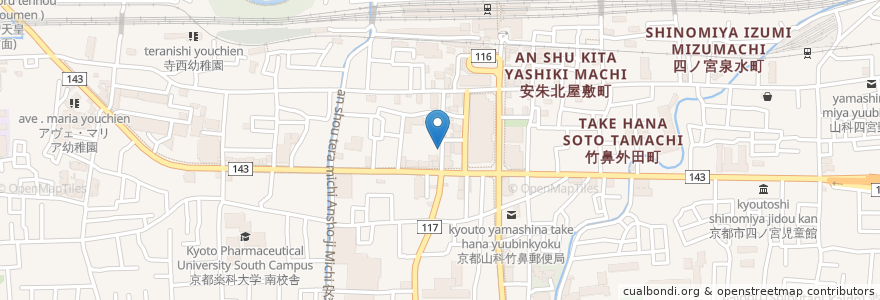 Mapa de ubicacion de 炭焼きダイニング くおくお en ژاپن, 京都府, 京都市, 山科区.
