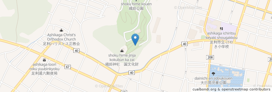 Mapa de ubicacion de 織姫公園駐車場 en Japão, 栃木県, 足利市.