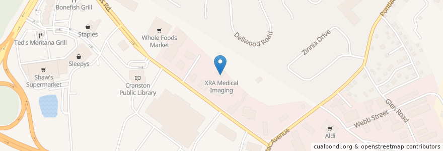 Mapa de ubicacion de XRA Medical Imaging en Stati Uniti D'America, Rhode Island, Providence County, Cranston.