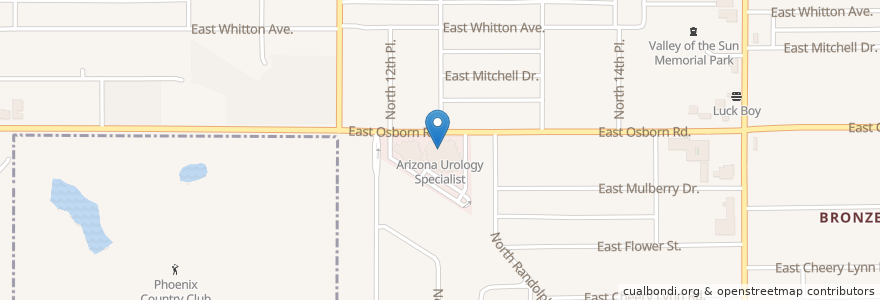 Mapa de ubicacion de Arizona Urology Specialist en 美利坚合众国/美利堅合眾國, 亚利桑那州 / 亞利桑那州, Maricopa County, 菲尼克斯 / 鳳凰城.