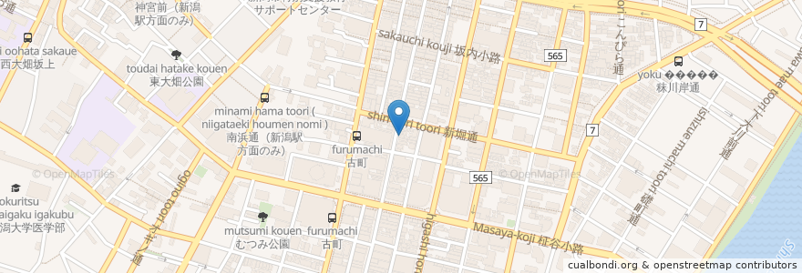 Mapa de ubicacion de 浅川園 en 日本, 新潟県, 新潟市, 中央区.