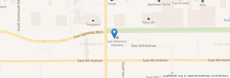 Mapa de ubicacion de Cuppa Joe's Cafe en ایالات متحده آمریکا, واشنگتن, Spokane County, Spokane Valley.